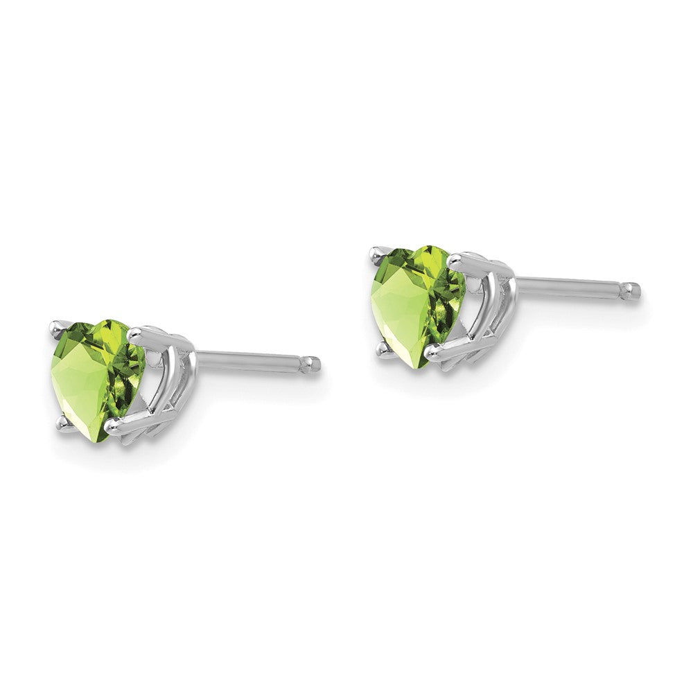 14k White Gold 5mm Heart Peridot Earrings