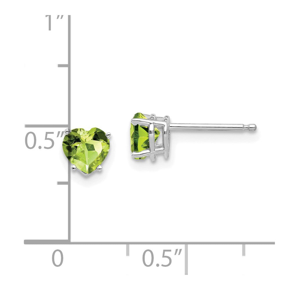 14k White Gold 5mm Heart Peridot Earrings