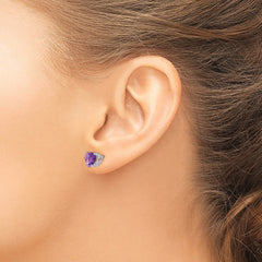 14k White Gold 7mm Heart Amethyst Earrings
