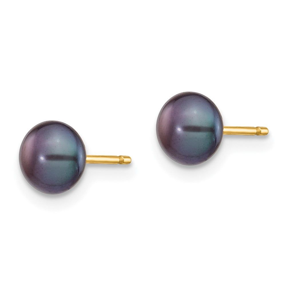 14K 5-6mm Button Freshwater Cultured Pearl Boxed 3 pair Post Earrings Set