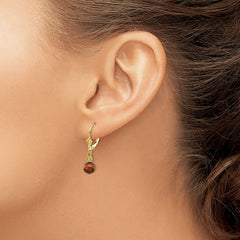 14k 5-6mm Brown Semi-round Freshwater Cultured Pearl Dangle Leverback Earrings