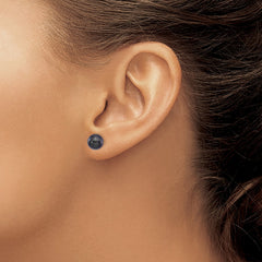 14k 7-8mm Black Round Akoya Saltwater Cultured Pearl Post Earrings