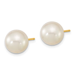 14k 9-10mm White Round South Sea Saltwater Cultured Pearl Post Earrings
