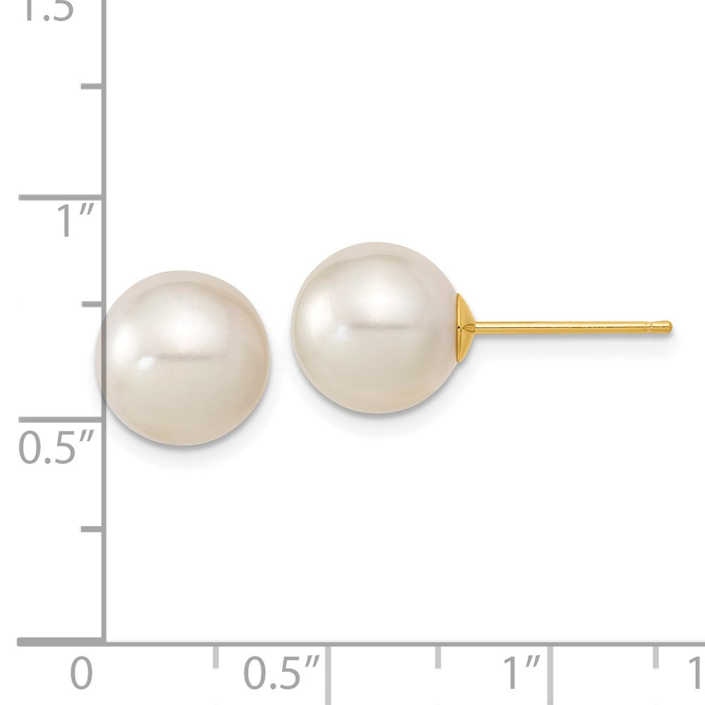 14k 9-10mm White Round South Sea Saltwater Cultured Pearl Post Earrings