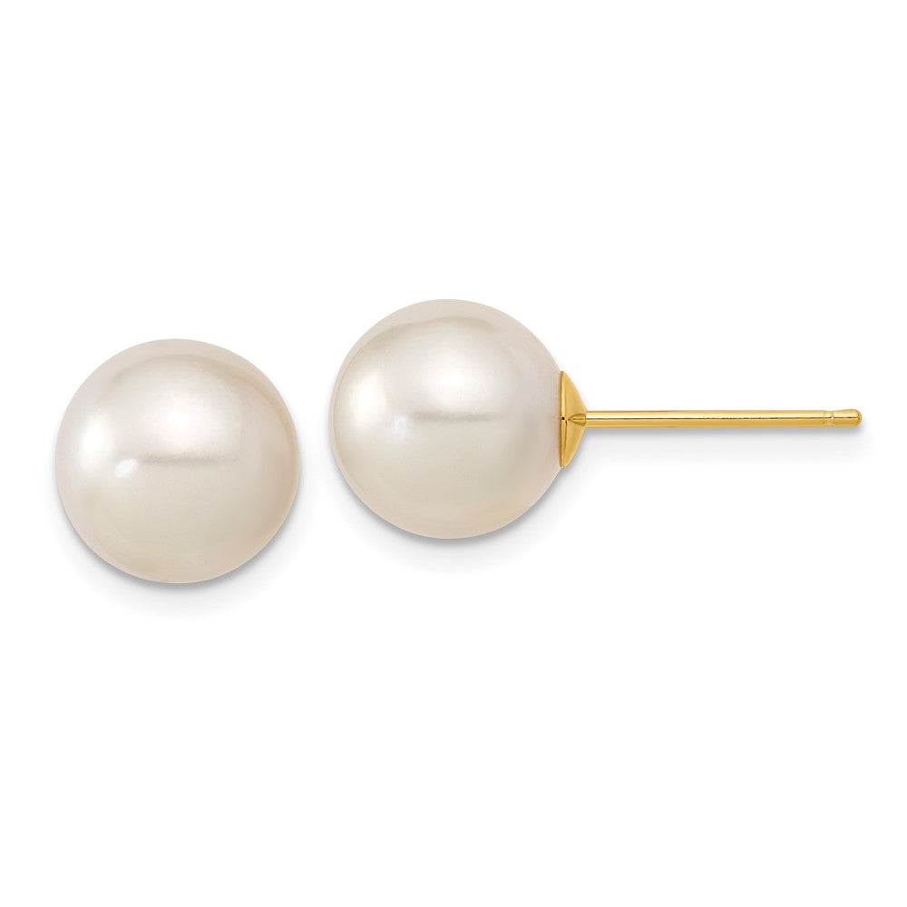 14k 9-10mm White Round South Sea Saltwater Cultured Pearl Post Earrings