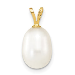 14K 8-9mm White Rice Freshwater Cultured Pearl Pendant