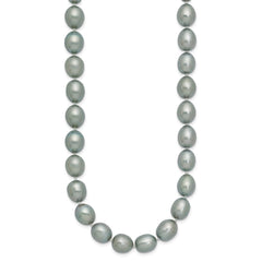 14k White Gold 8-9mm Grey Rice Freshwater Cultured Pearl 20 inch Necklace