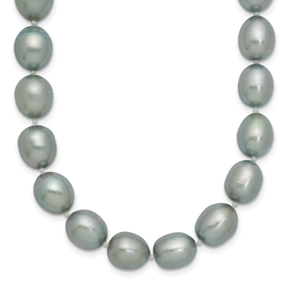 14k White Gold 8-9mm Grey Rice Freshwater Cultured Pearl 20 inch Necklace