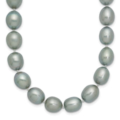 14k White Gold 8-9mm Grey Rice Freshwater Cultured Pearl 20 inch Necklace