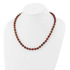 14k 7-8mm Brown Rice Freshwater Cultured Pearl 20 inch Necklace