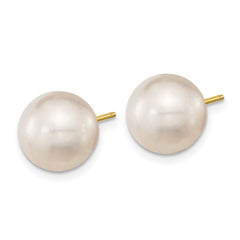 14k 10-11mm White Round South Sea Saltwater Cultured Pearl Post Earrings