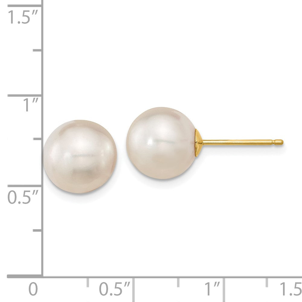 14k 10-11mm White Round South Sea Saltwater Cultured Pearl Post Earrings