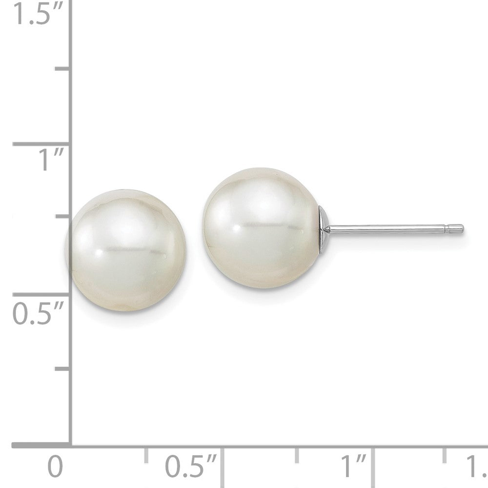 14k White Gold 10-11mm White Round South Sea Saltwater Cultured Pearl Post Earrings