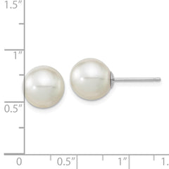 14k White Gold 10-11mm White Round South Sea Saltwater Cultured Pearl Post Earrings