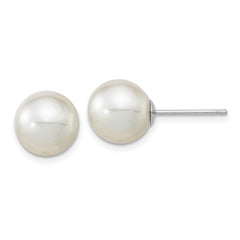 14k White Gold 10-11mm White Round South Sea Saltwater Cultured Pearl Post Earrings