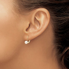 14k 5-6mm White Round Freshwater Cultured Pearl Leverback Earrings - 2