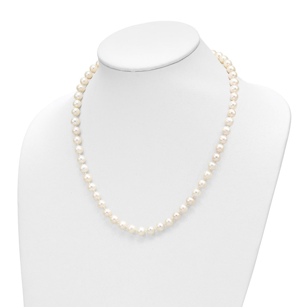 14k 7-8mm White Near-Round Freshwater Cultured Pearl 18 inch with 2 inch Extension Necklace and Button Earrings Set