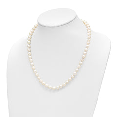 14k 7-8mm White Near-Round Freshwater Cultured Pearl 18 inch with 2 inch Extension Necklace and Button Earrings Set