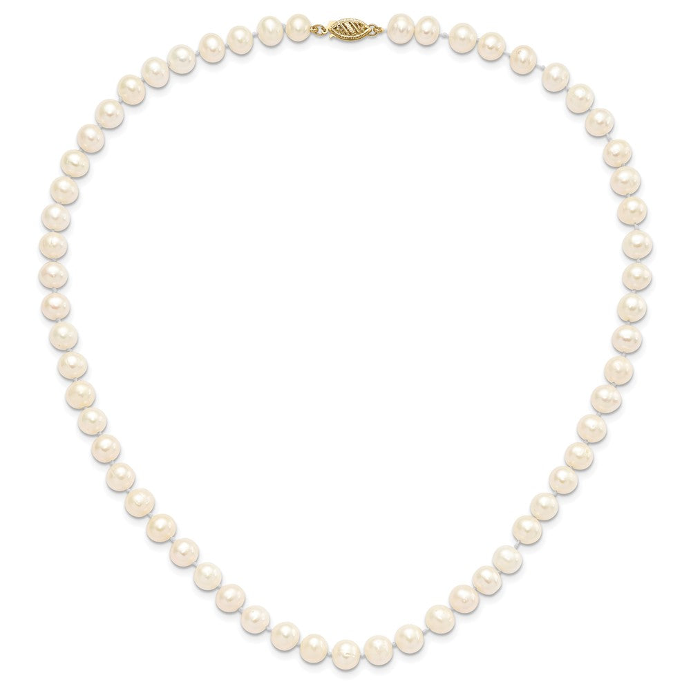 14k 7-8mm White Near-Round Freshwater Cultured Pearl 18 inch with 2 inch Extension Necklace and Button Earrings Set
