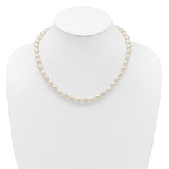 14k 7-8mm White Rice Freshwater Cultured Pearl 18 inch Necklace