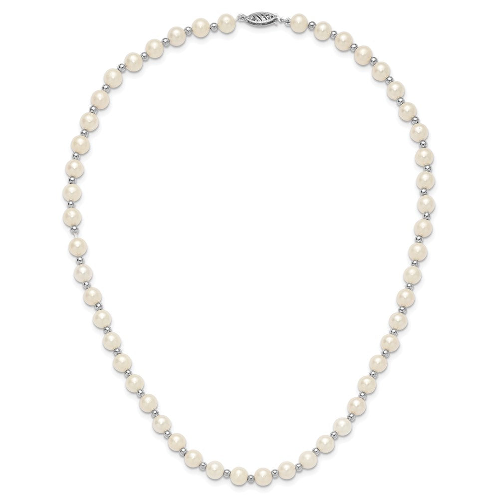 14k White Gold 6-7mm White Near Round FW Cultured Pearl Necklace