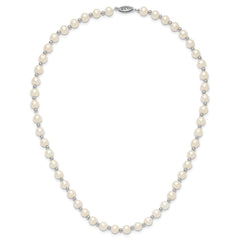 14k White Gold 6-7mm White Near Round FW Cultured Pearl Necklace