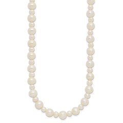 14k White Gold 5-8mm White Near Round Freshwater Cultured Pearl Necklace