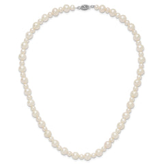 14k White Gold 5-8mm White Near Round Freshwater Cultured Pearl Necklace