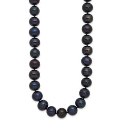 14k White Gold 10-11mm Black Near-Round Freshwater Cultured Pearl 18 inch Necklace