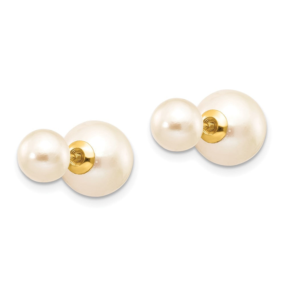14k 6-7mm and 9-10mm White Round Freshwater Cultured Pearl Screwback Post Earrings