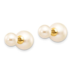 14k 6-7mm and 9-10mm White Round Freshwater Cultured Pearl Screwback Post Earrings