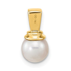 14k 6-7mm Freshwater Cultured Pearl and Diamond Polished Pendant