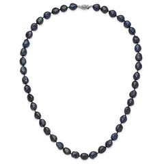 14K White Gold 7x11 Baroque Black FWC Pearl Necklace