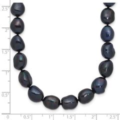 14K White Gold 7x11 Baroque Black FWC Pearl Necklace