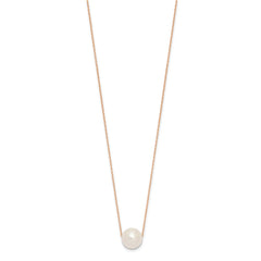 14K Rose Gold 10-11mm Round White FWC Pearl Rope Necklace