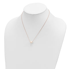 14K Rose Gold 10-11mm Round White FWC Pearl Rope Necklace