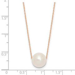 14K Rose Gold 10-11mm Round White FWC Pearl Rope Necklace