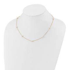 14K 5-6mm Round White FWC Pearl 9-Station Necklace