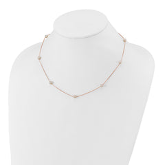 14K Rose Gold 5-6mm Round White FWC Pearl 9-Station Necklace