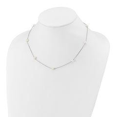 14K White Gold 5-6mm Round White FWC Pearl 9-Station Necklace