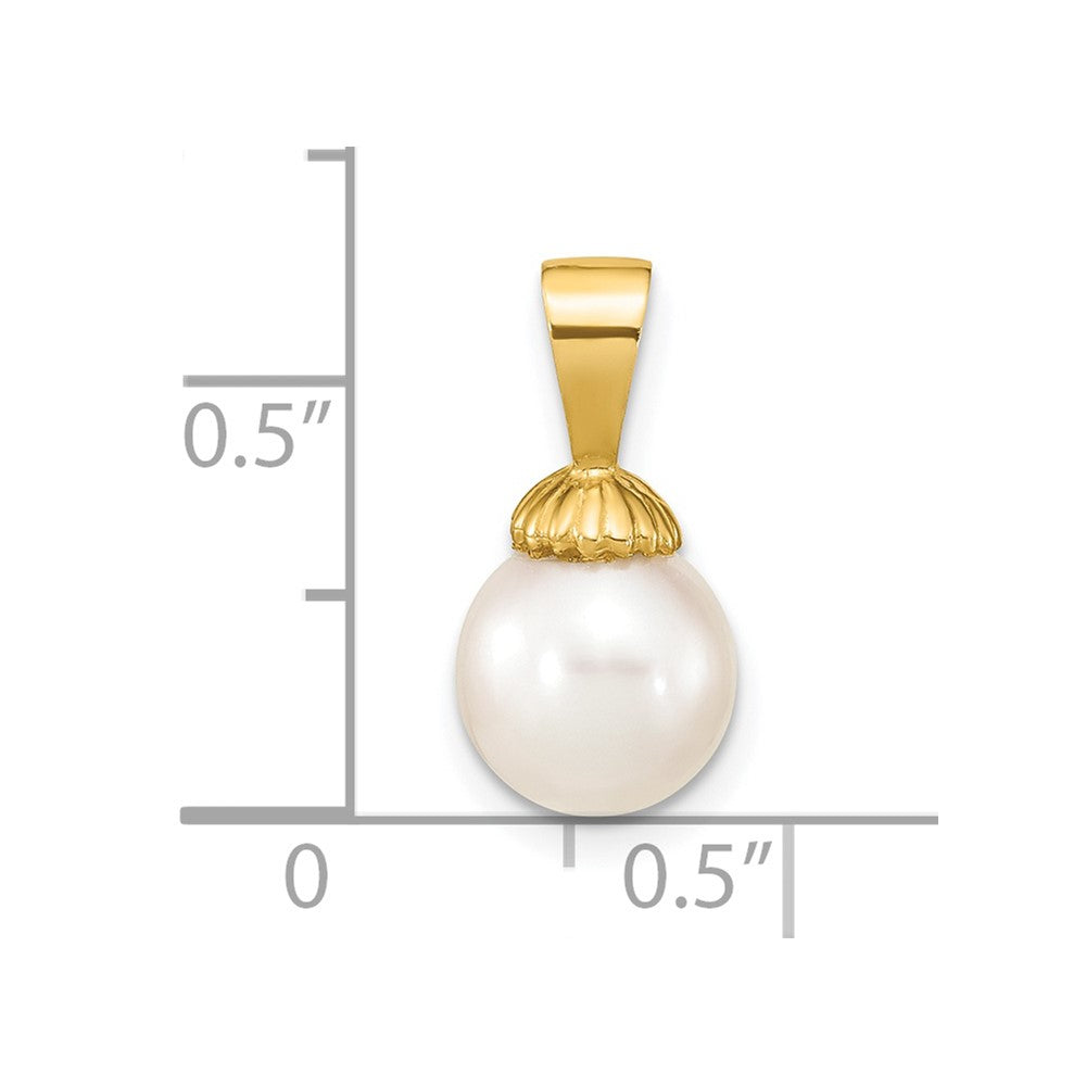 14K 8-9mm White Round Freshwater Pearl Pendant