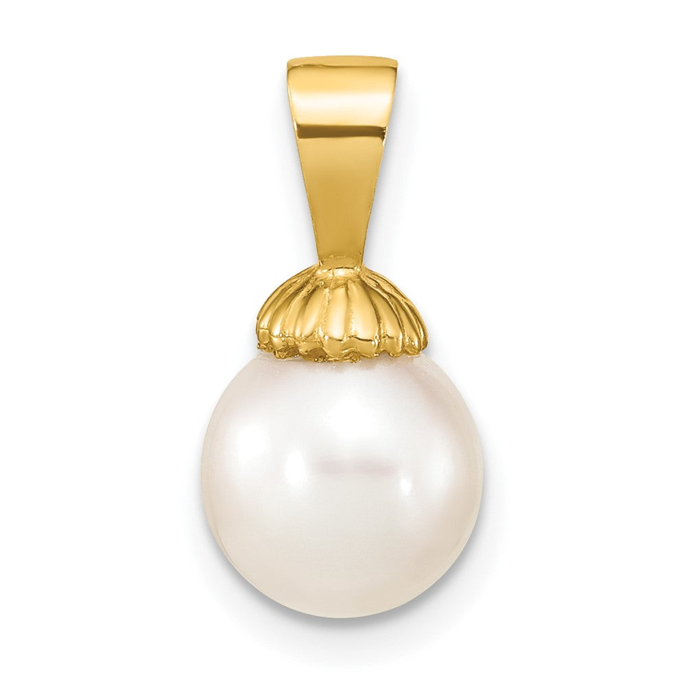 14K 8-9mm White Round Freshwater Pearl Pendant