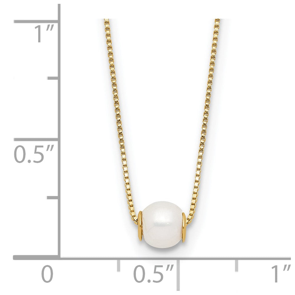 14K 4-5mm Round White Freshwater Cultured Pearl 18in Necklace