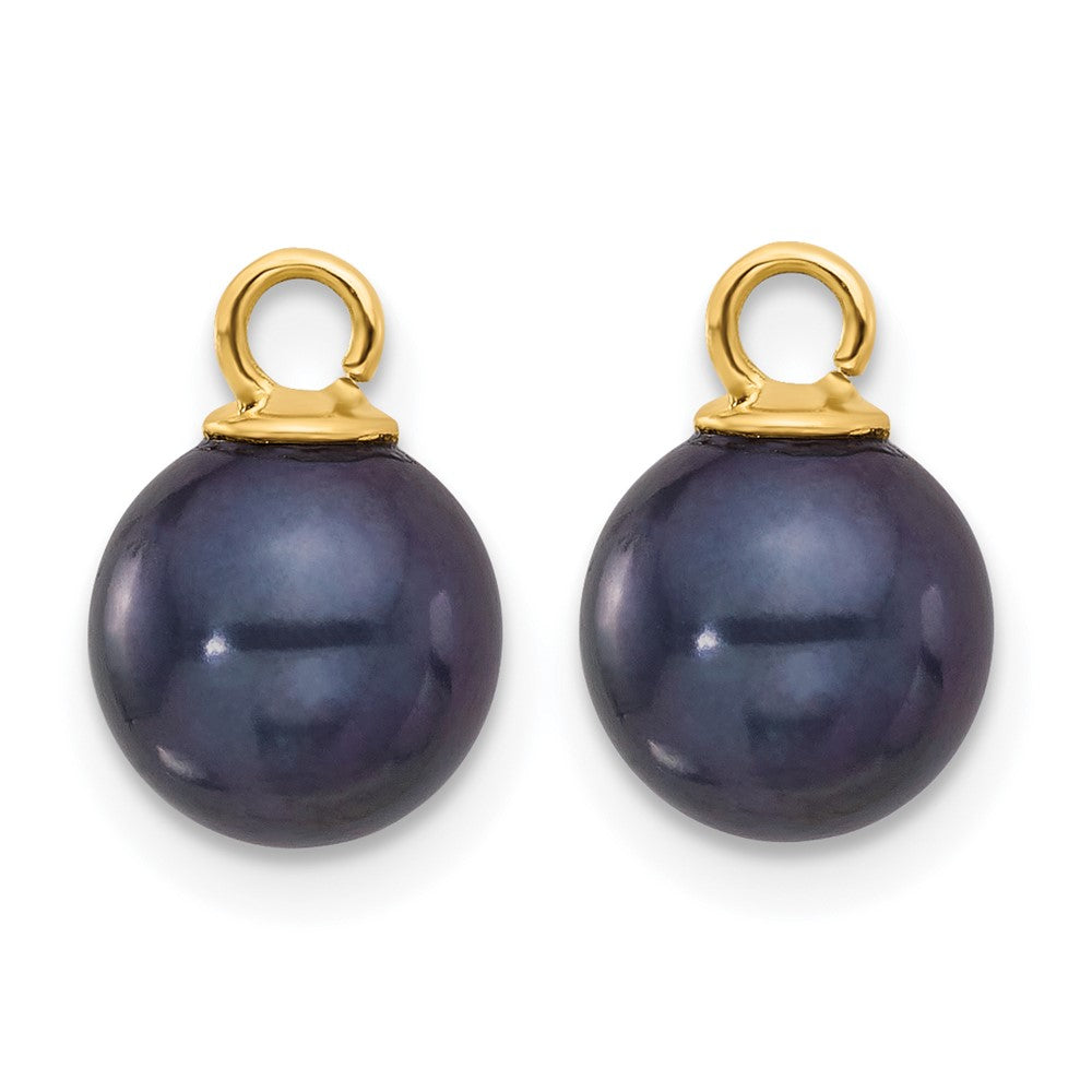14k 7-8mm Black and White Freshwater Cultured Pearl Removable Dangle Hoop Earrings