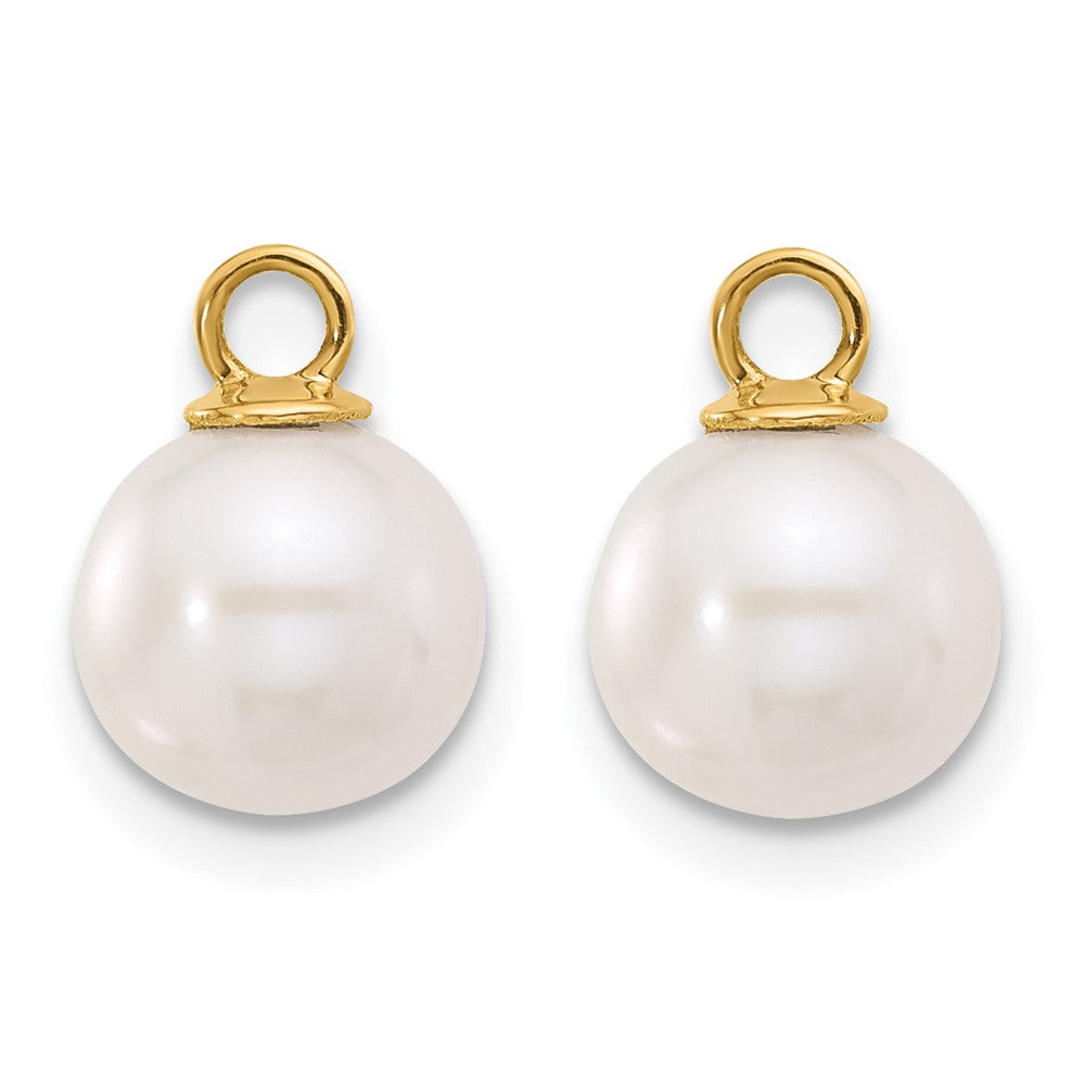 14k 7-8mm Black and White Freshwater Cultured Pearl Removable Dangle Hoop Earrings