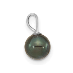 14k White Gold 6-7mm Round Black Akoya Saltwater Cultured Pendant