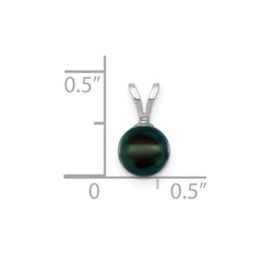 14k White Gold 6-7mm Round Black Akoya Saltwater Cultured Pendant