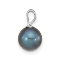 14k White Gold 7-8mm Round Black Akoya Saltwater Cultured Pendant