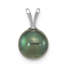 14k White Gold 8-9mm Round Black Akoya Saltwater Cultured Pendant