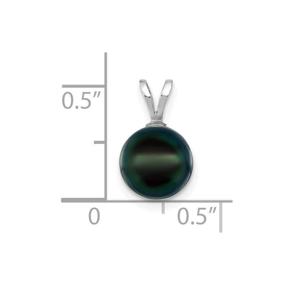 14k White Gold 8-9mm Round Black Akoya Saltwater Cultured Pendant